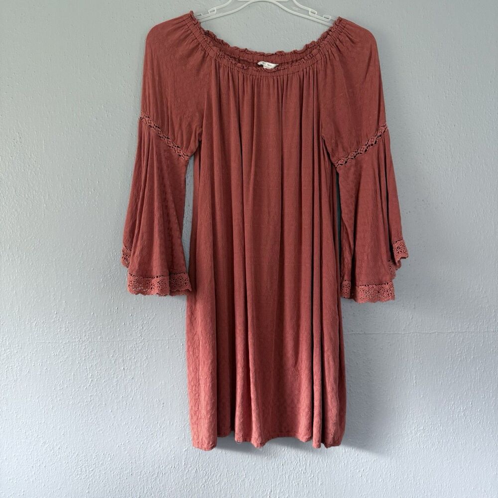 EST. 1946 Rust Off-Shoulder long-sleeved Dress terracotta size M Rayon pockets